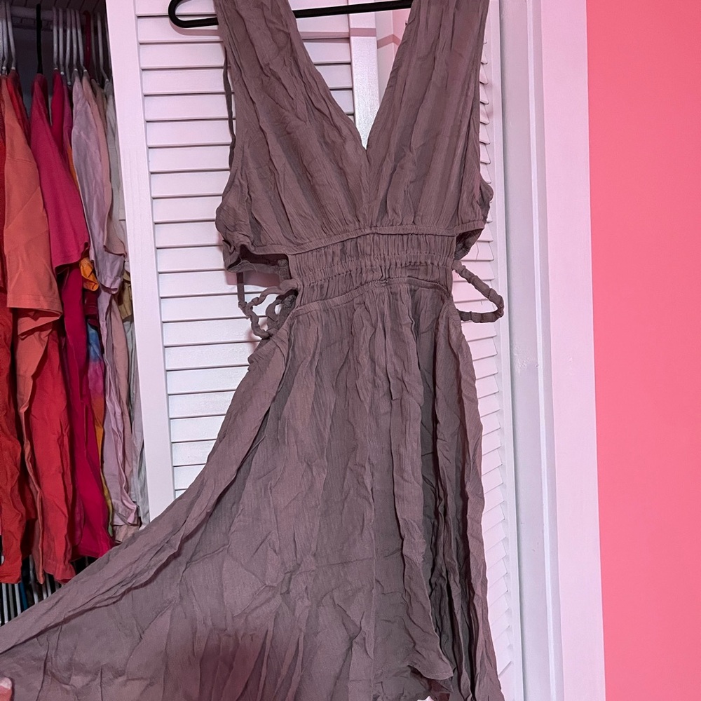 Elegant greyish brown Sleeveless Dress